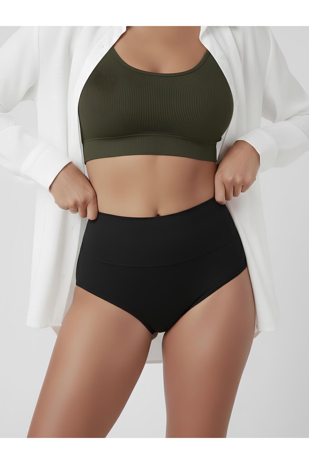 MİSTİRİK Mabet Bel Bölgesi Etkili Hafif Toparlayıcı Seamless dikişsiz Slip Külot Siyah Renk görsel 2