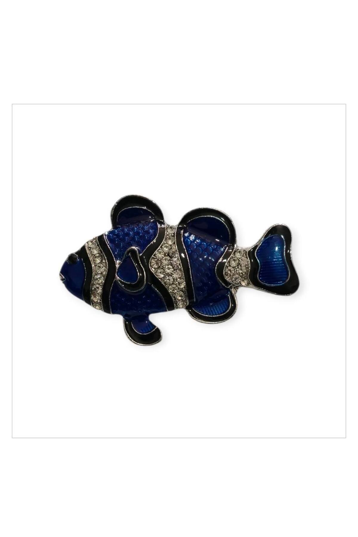 سنجاق سینه زنانه طرح Finding Nemo با سنگ زیرکن کریستالی: 3*5 سانتی‌متر  سنجاق سینه ESJ
