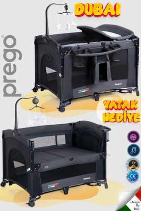 Prego Dubai 10in1 Anne Yanı Park Yatak Oyun Parkı Sallanır Beşik Yana Açılır ...