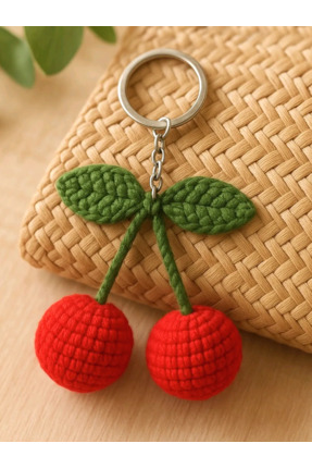 Velora Pinza El Örgüsü Kiraz Anahtarlık