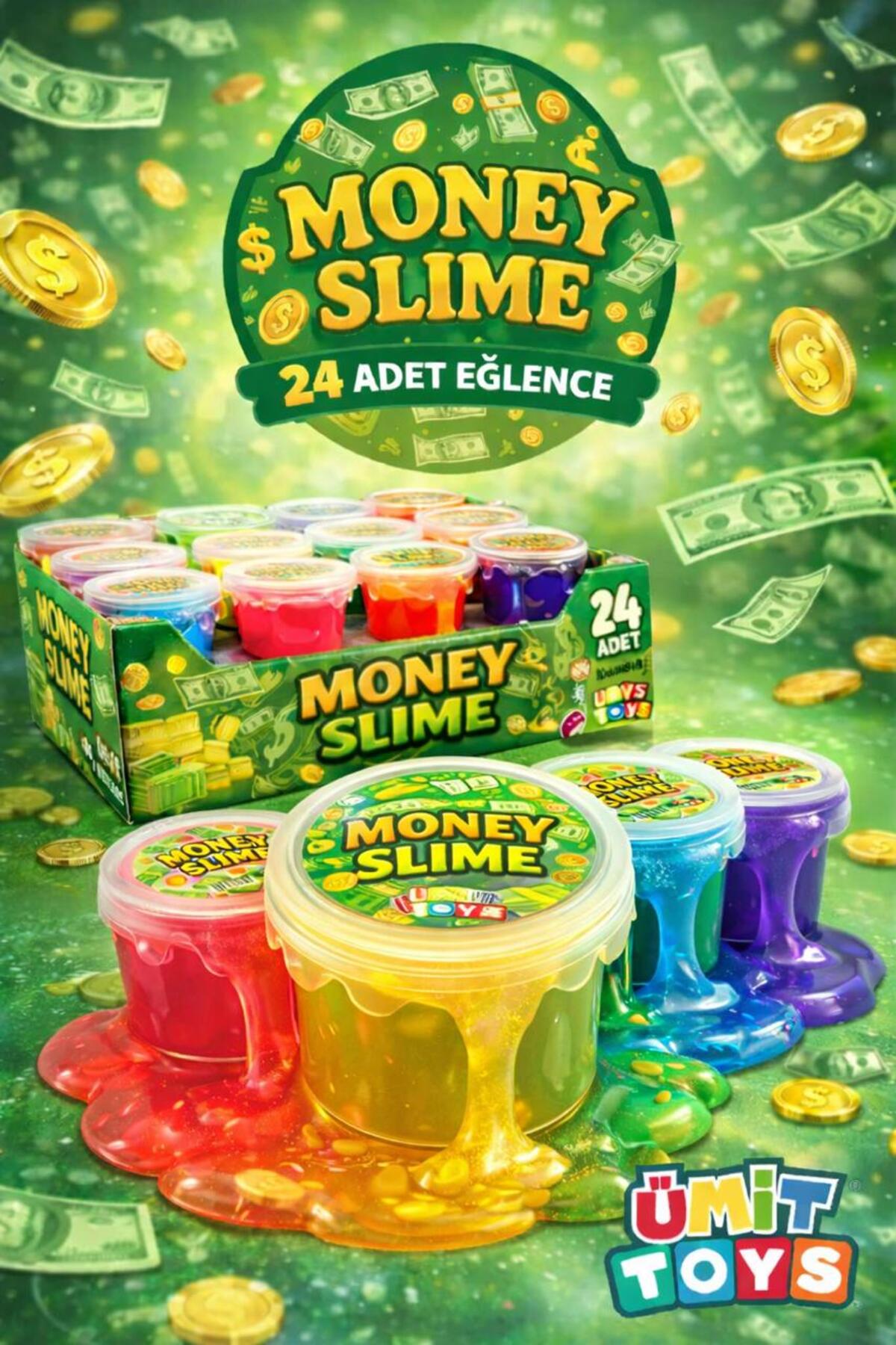 YUM TOYS Slime Oyun Jeli - 3'lü Paket - Renkli - MONEY SLİME - Eğitici Oyun Seti - Ce Belgeli