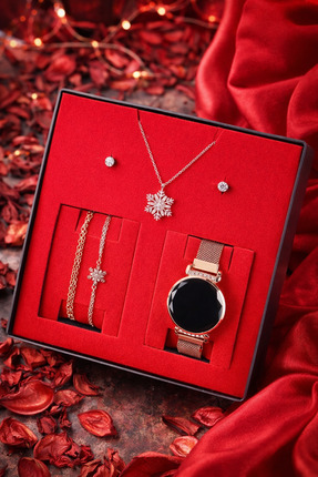 wesscollection Dokunmatik Kadın Kol Saati Kolye Bileklik Ve Küpe Set