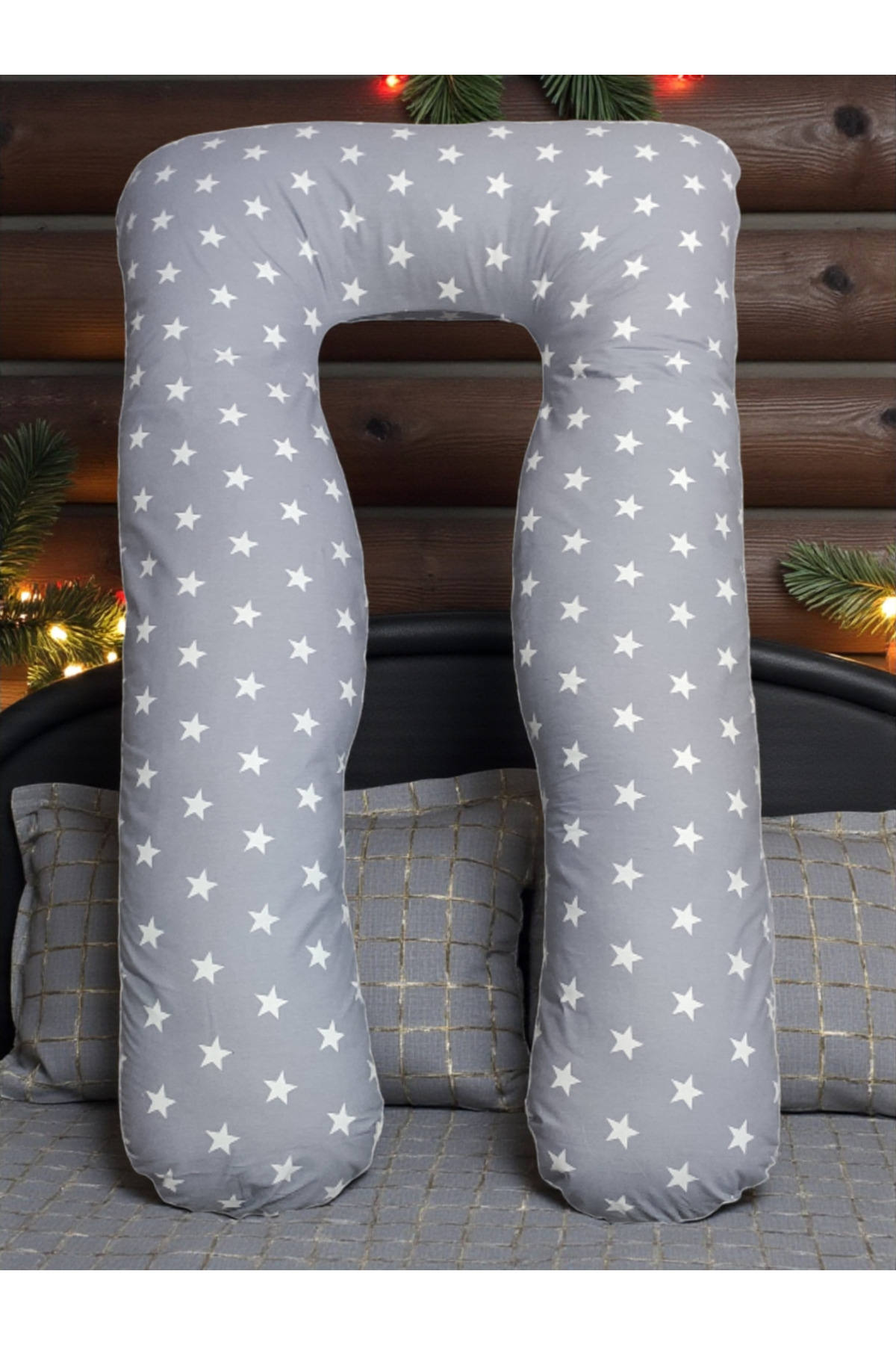 BeybiNest %100 Organik 130 x 80 cm Pamuklu Astarlı Hamile Destek Yastığı Yıldızlar Desen fotoğrafı 2 (önizleme)