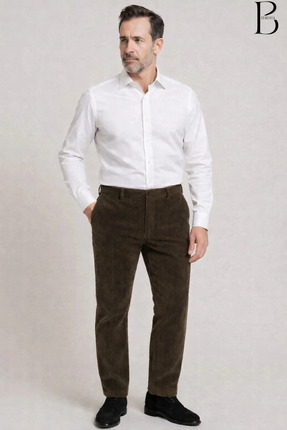 BURSPA Rahat Kesim Kışlık Içi Polarlı Açık Kahverengi Erkek Baba Kadife Pantolon