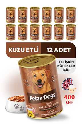 PetzzDogs Kuzu Etli Yetişkin Köpek Konservesi 400 Gr 12 Adet