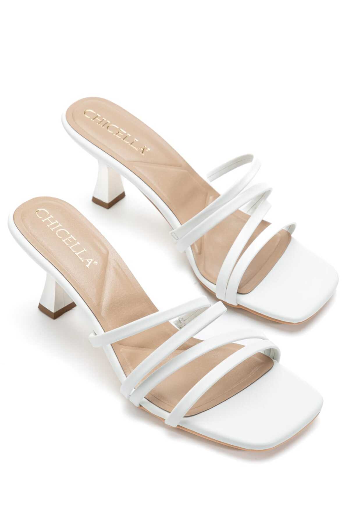 Jolie Women's Short Heel Slippers in White