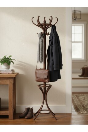 KleinHaus Furniture Ahşap Askılık - Tonet Ayaklı Askılık - 6'lı Askılık - Cek...