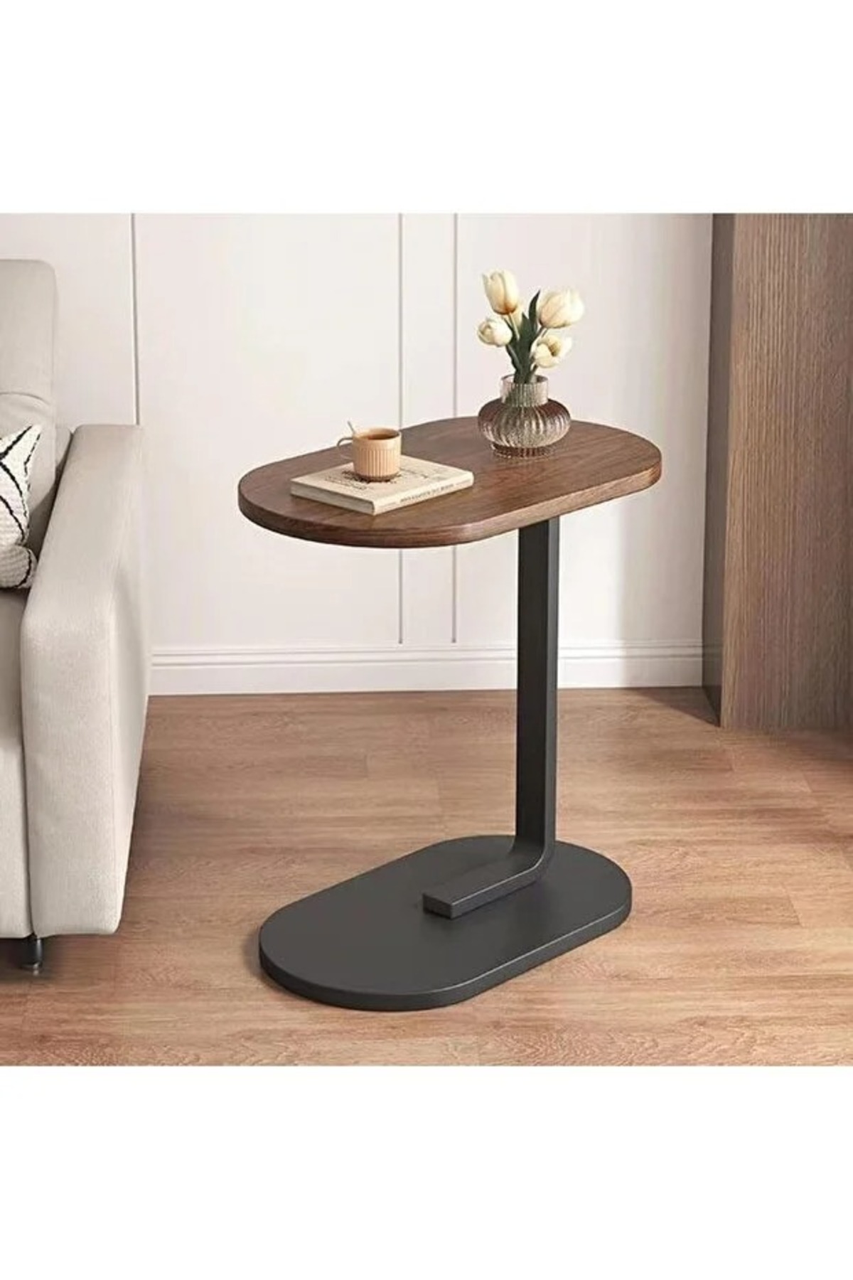 طاولة قهوة عصرية | طاولة جانبية على شكل حرف C بسطح...