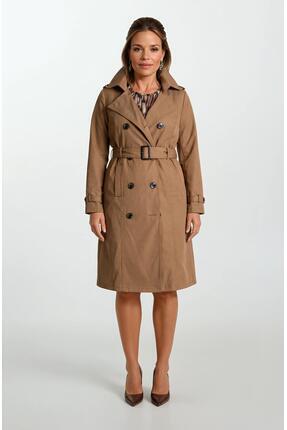 Spazio İmperatrice Kruvaze Yaka Kuşaklı Trençkot TABA