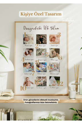 tablodea Dünyadaki İlk Yılım Fotoğraf Baskısı Kişiye Özel Tasarım Çerçeveli P...