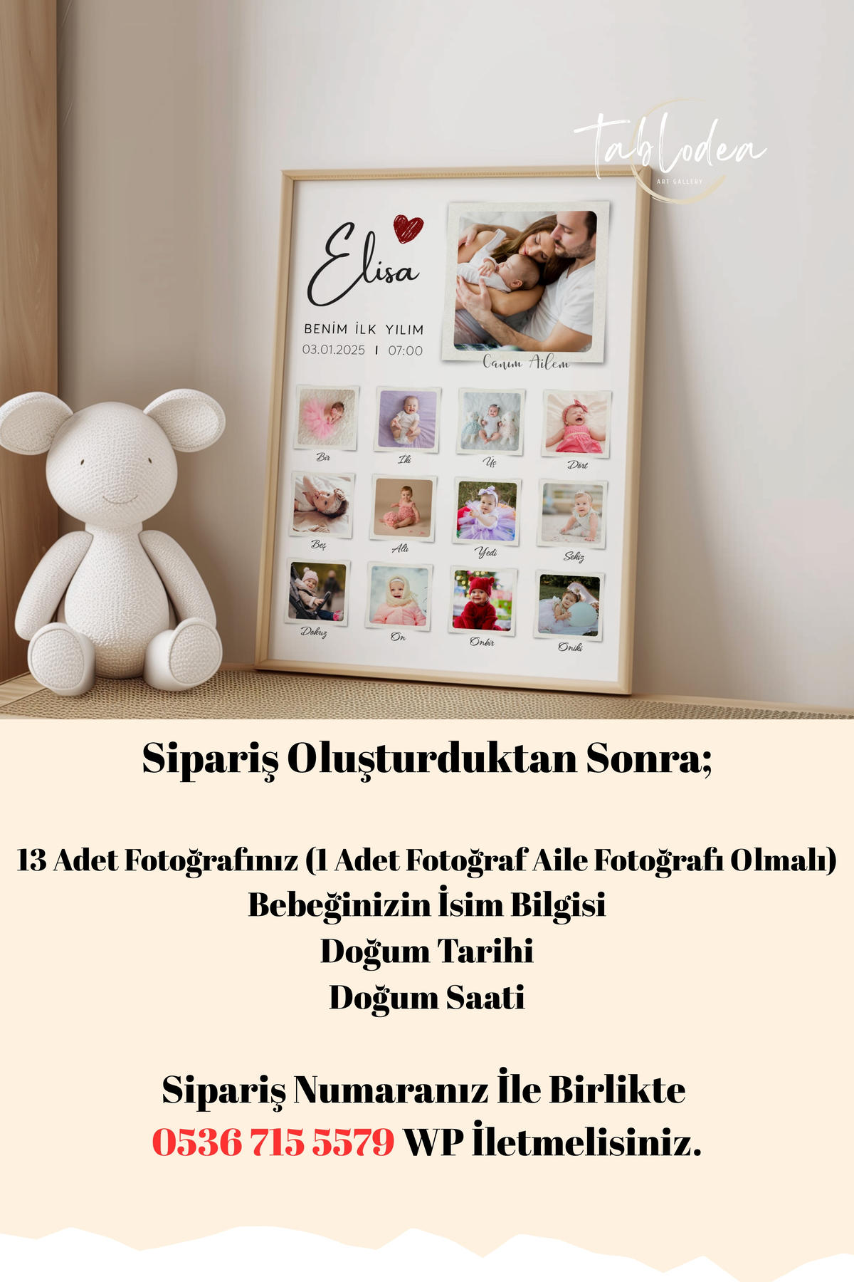 tablodea Pinterest Fotoğraflı Bebek 1 Yaş Anı Tablosu TD Kişiye Özel Tasarım Çerçeveli Fotoğraf Baskısı Tablo fotoğrafı 3 (önizleme)