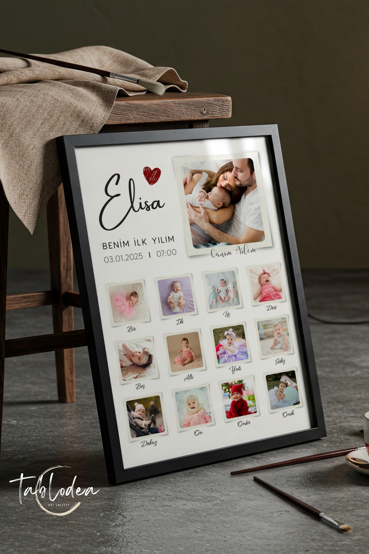 tablodea Pinterest Fotoğraflı Bebek 1 Yaş Anı Tablosu TD Kişiye Özel Tasarım Çerçeveli Fotoğraf Baskısı Tablo fotoğrafı 2 (önizleme)