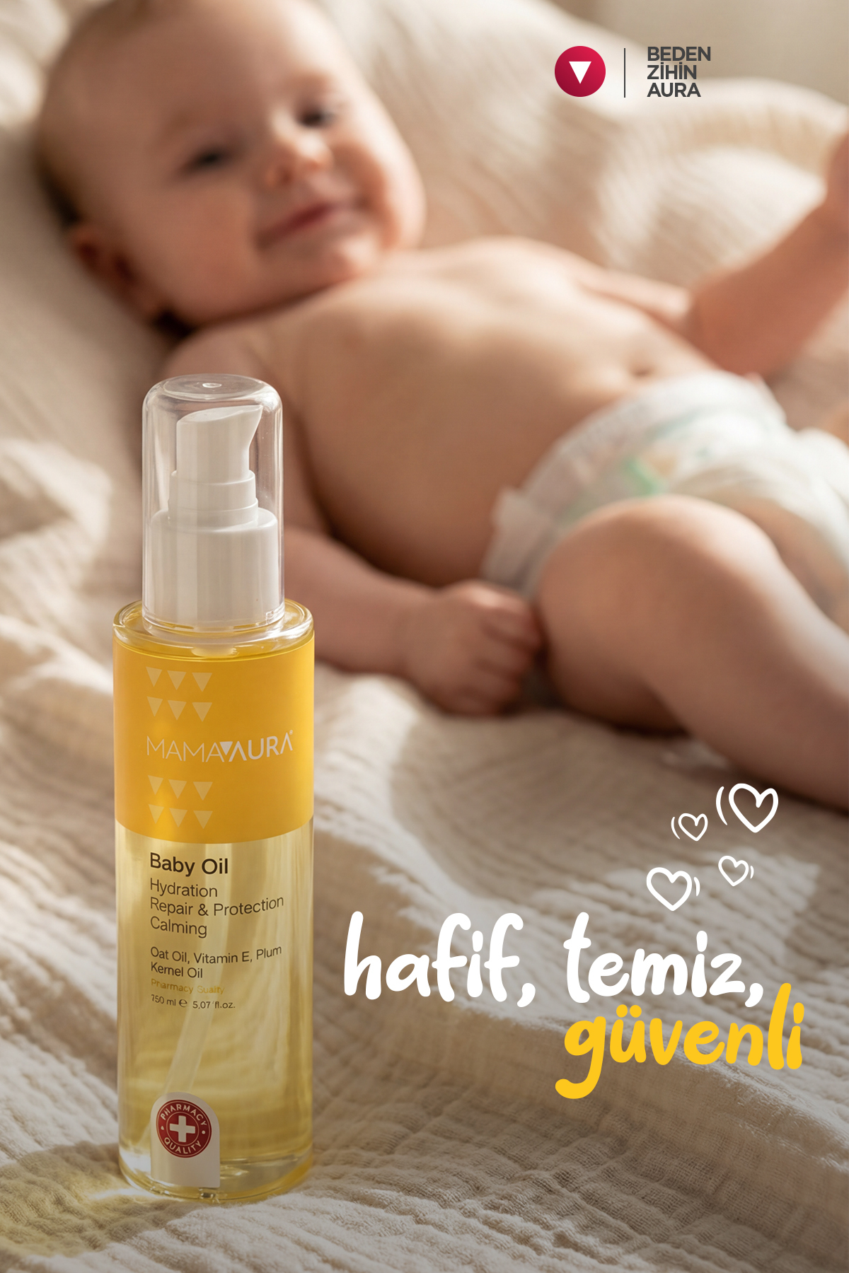 MAMAAURA Bebek Bakım Yağı - Baby Oil 150 ml fotoğrafı 7 (önizleme)