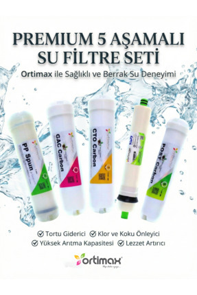 Ortimax 5'li Su Arıtma Filtre Seti – PP Sediment, GAC, CTO Karbon, Membran ve...