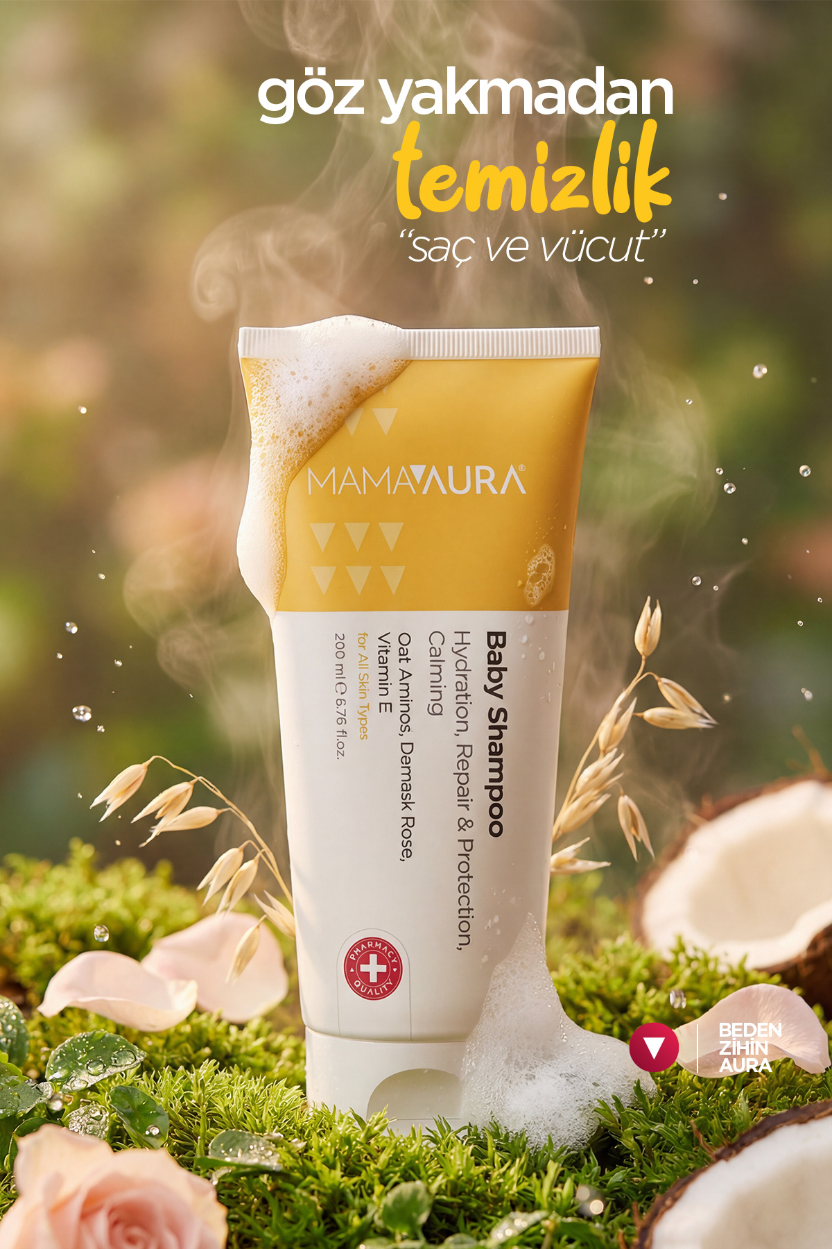 MAMAAURA Göz Yakmayan Bebek Şampuanı - Baby Shampoo 200 ml fotoğrafı 2 (önizleme)