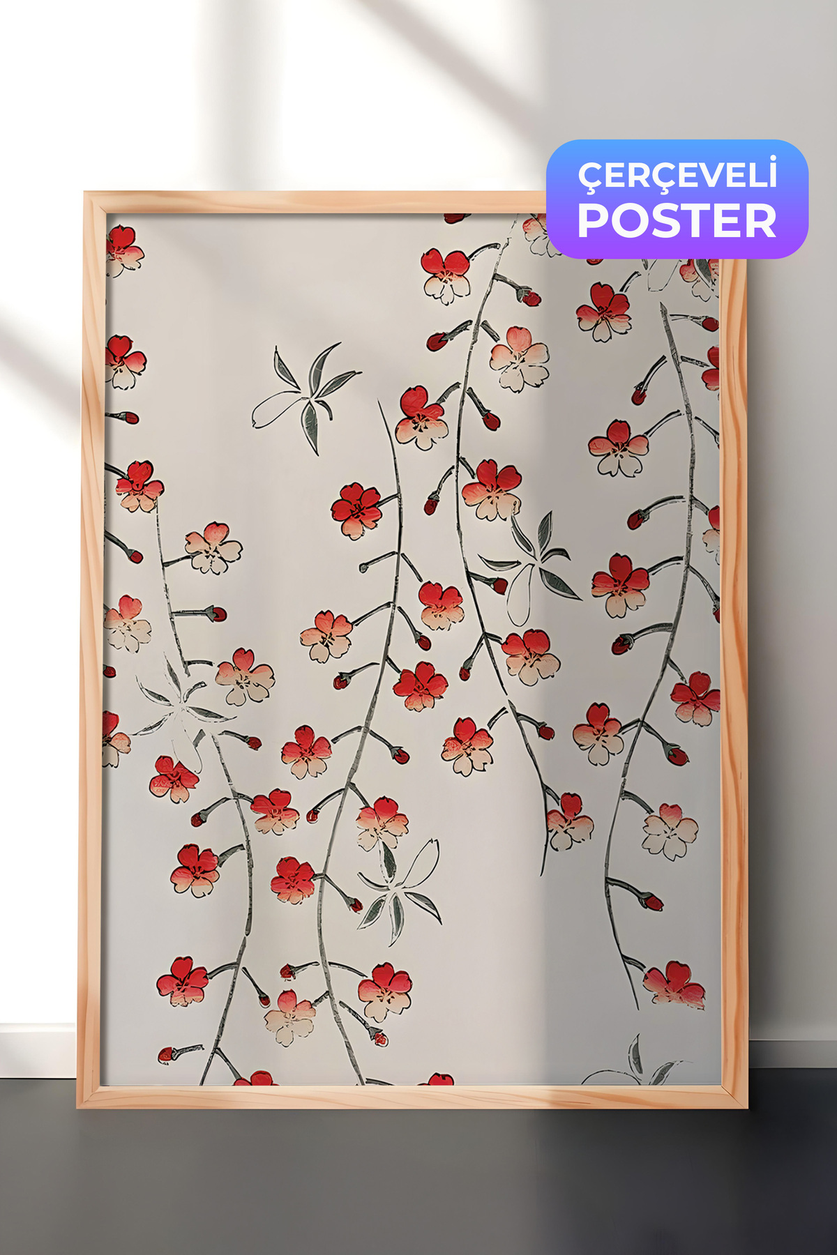 Wooden Framed Table, Poster and Frame Set, Bijutsu Sekai - Cherry Blossom Comfort Series NO:1087
