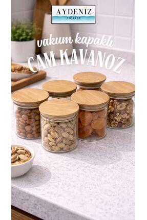 AYDENİZ TİCARET AHŞAP VAKUM KAPAKLI 6'LI KAVANOZ
