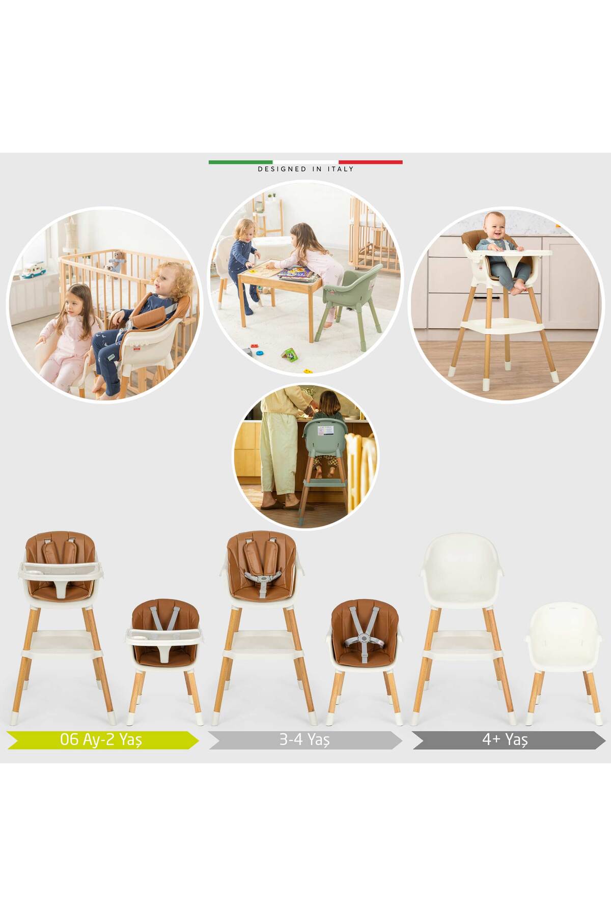 Elele Verona 2 4in1 Ahşap Bebek Mama Sandalyesi ve Mama Oturağı Deri Pedli Ekru fotoğrafı 2 (önizleme)