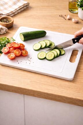 Dory Orta Boy Kaydırmaz Kesme Tahtası Beyaz 31.5 × 22 cm