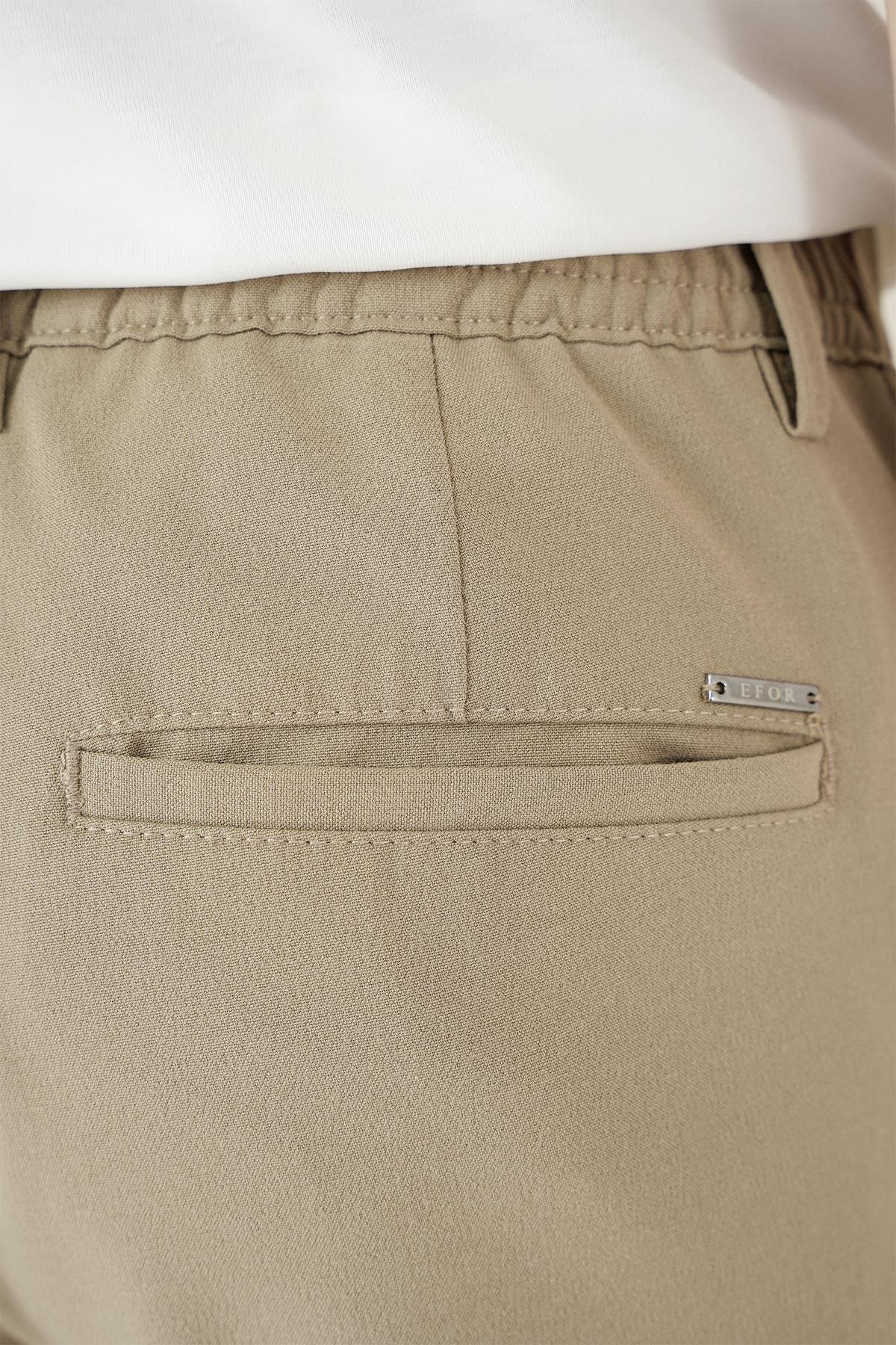 Efor  Slim Fit Beli Lastikli Esnek Pamuklu Bej Casual Pantolon P 1171 - Görsel 5