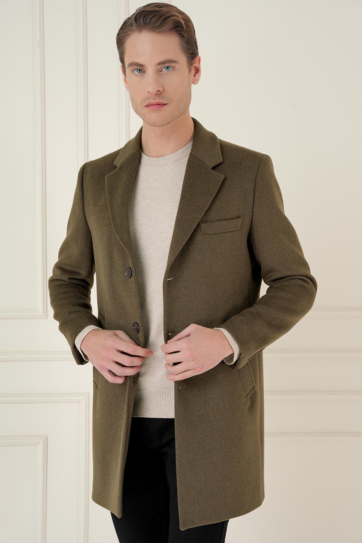 Efor  PLT 084 Tütün Klasik Palto - Görsel 3