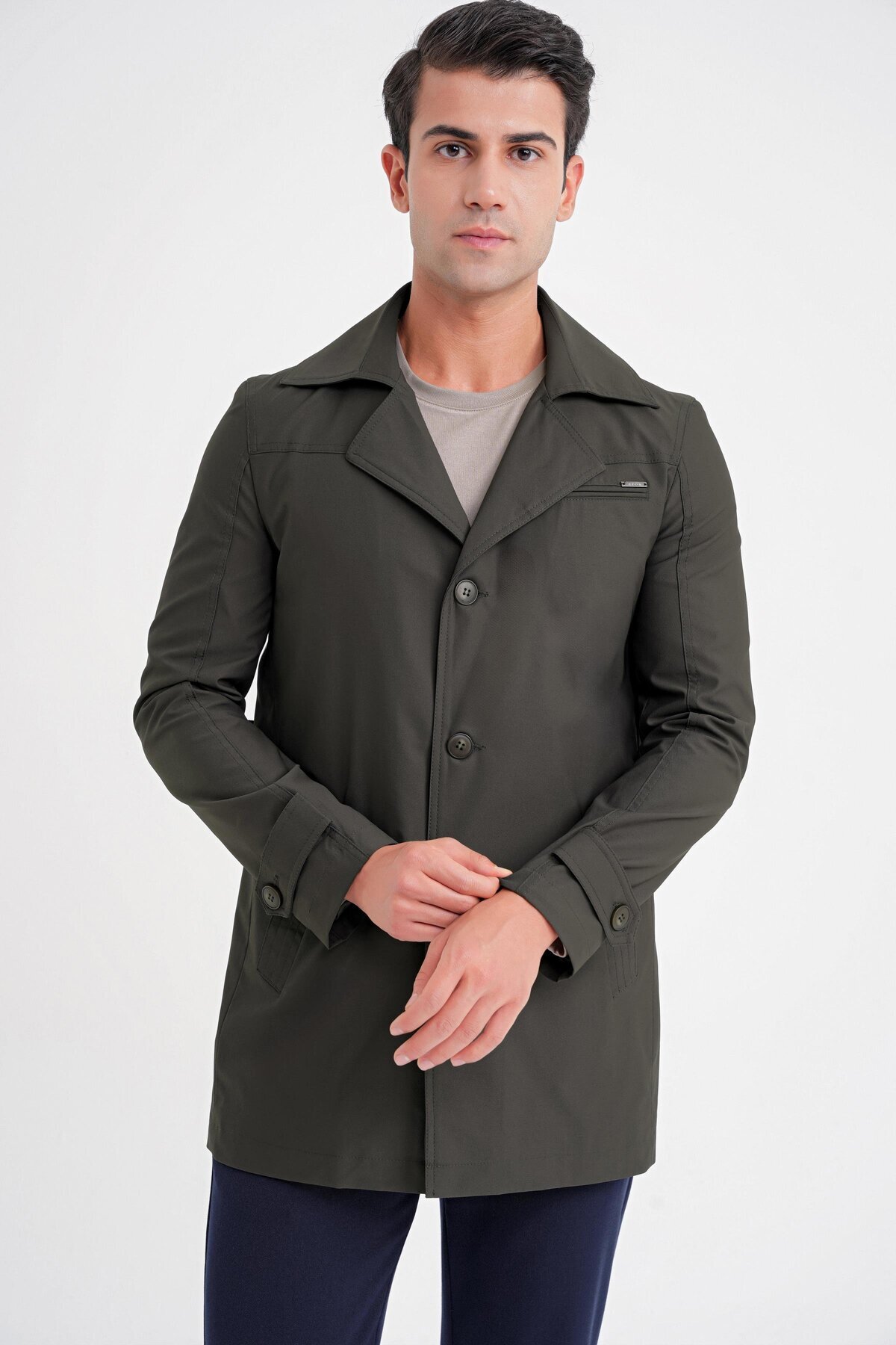 Efor Erkek Slim Fit Yeşil Kaban KA 093 görsel 3