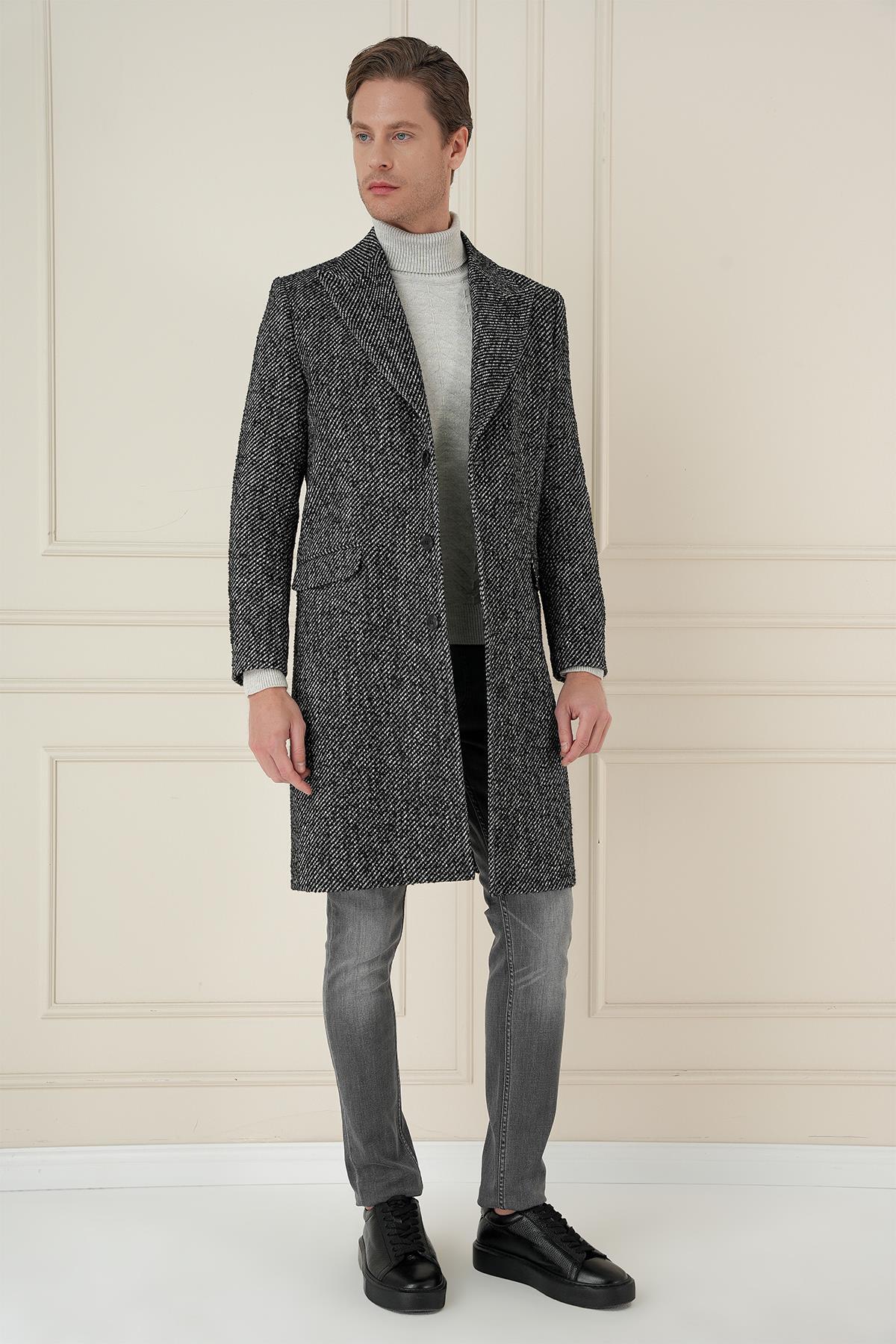 Efor  PLT 085 Siyah Klasik Palto - Görsel 2