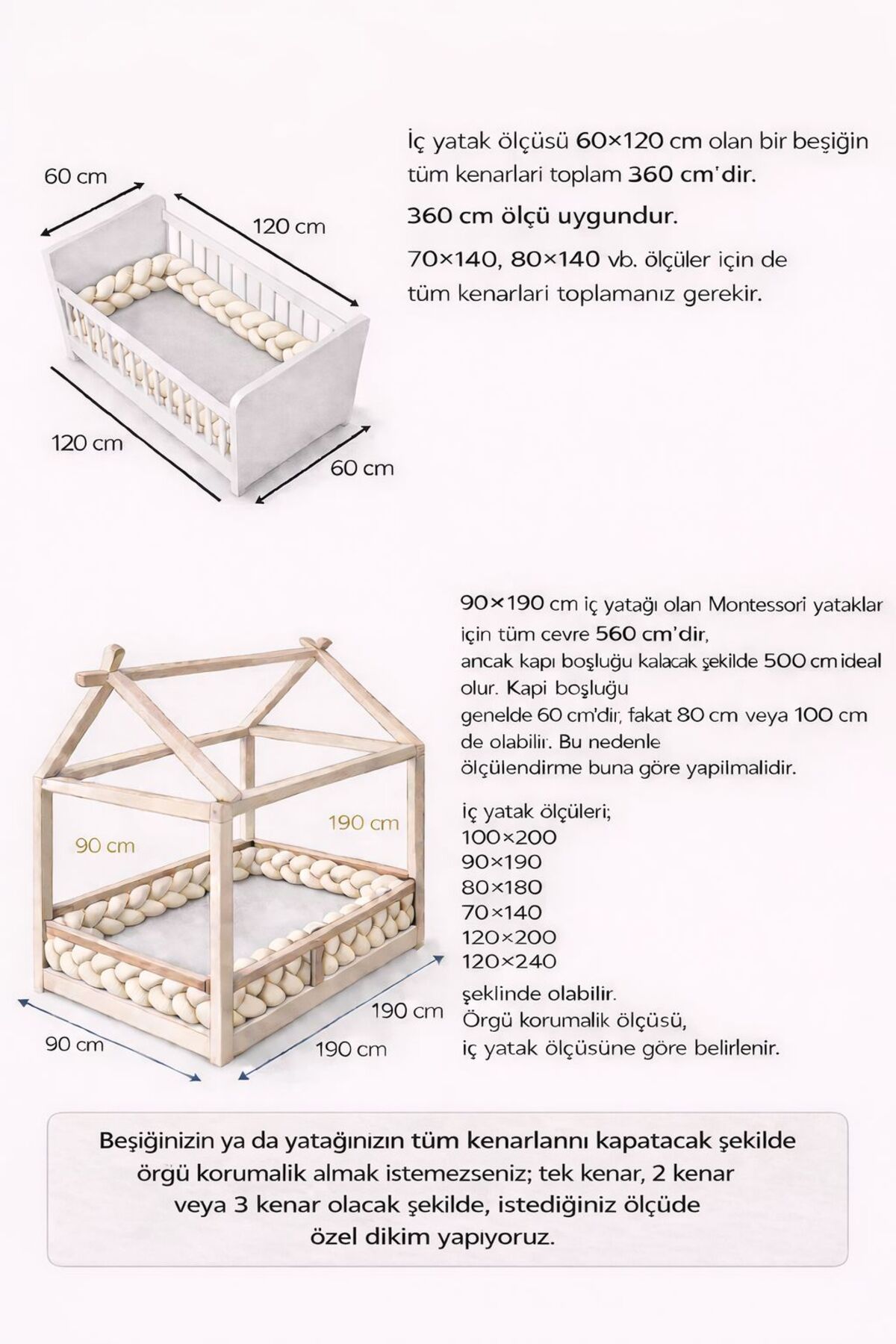 düğüm yastık 360 Cm 3 Örgü Beşik Korumalık fotoğrafı 7 (önizleme)