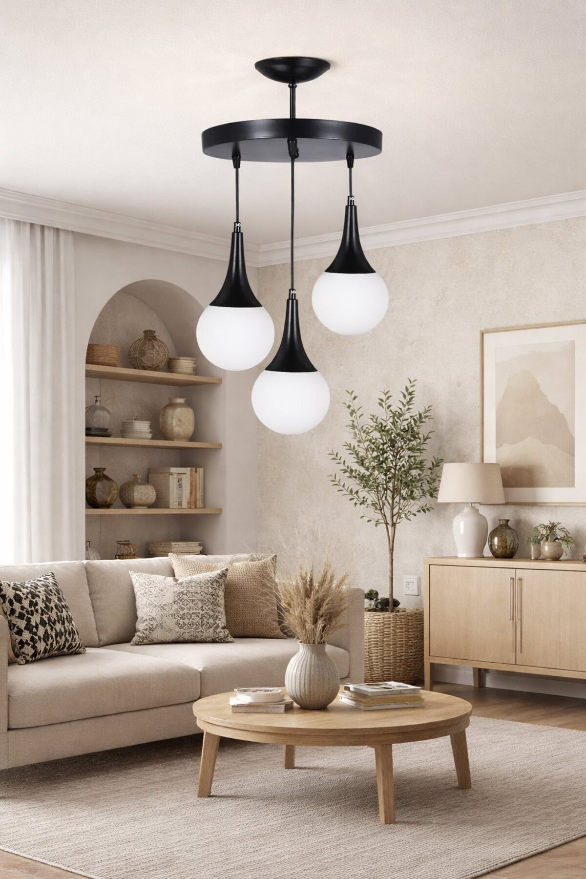 Funnel 3-Piece Black Chandelier