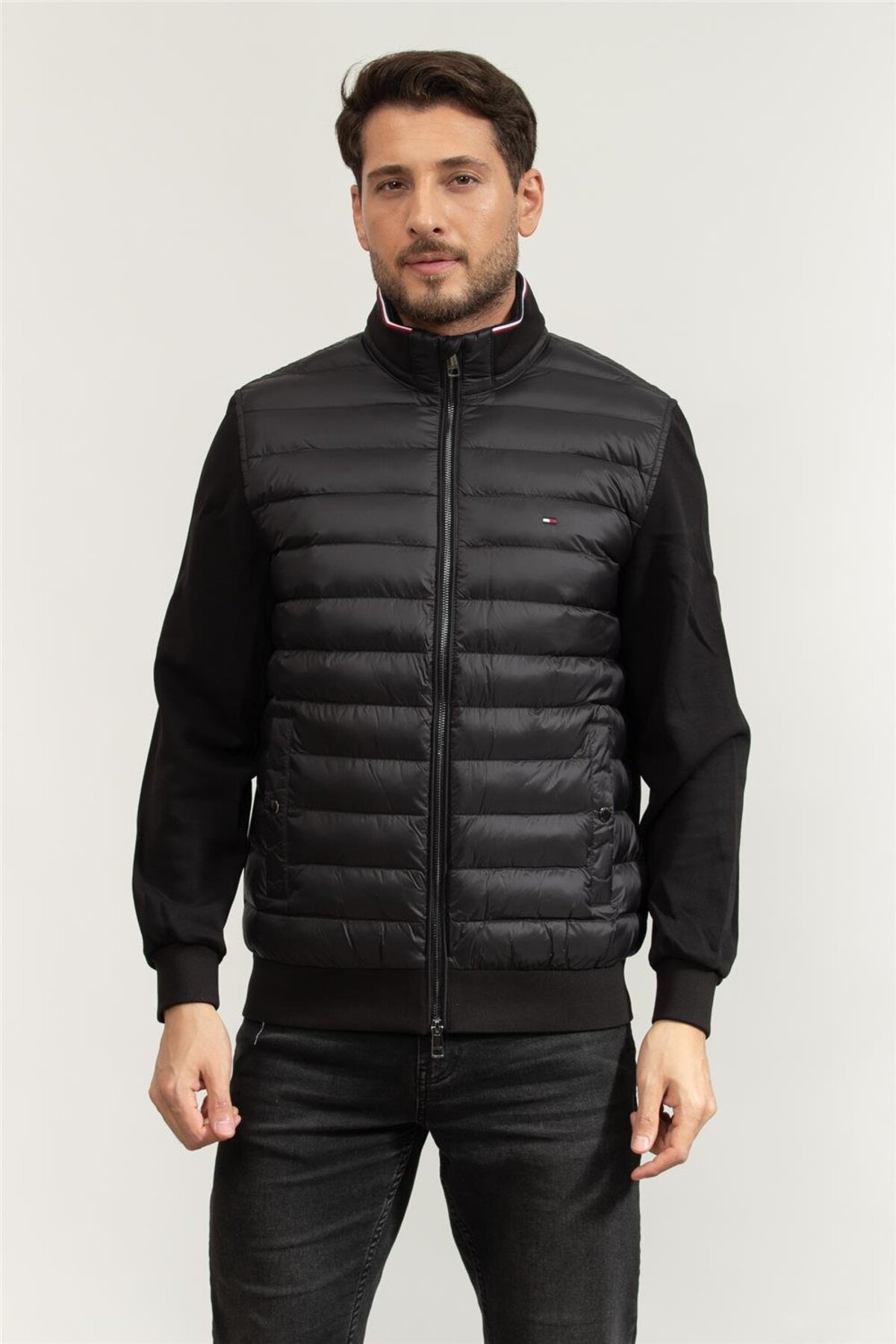 تامی هیلفیگر پالتو مردانه یقه ایستاده میکس مدیا Ess Rwb