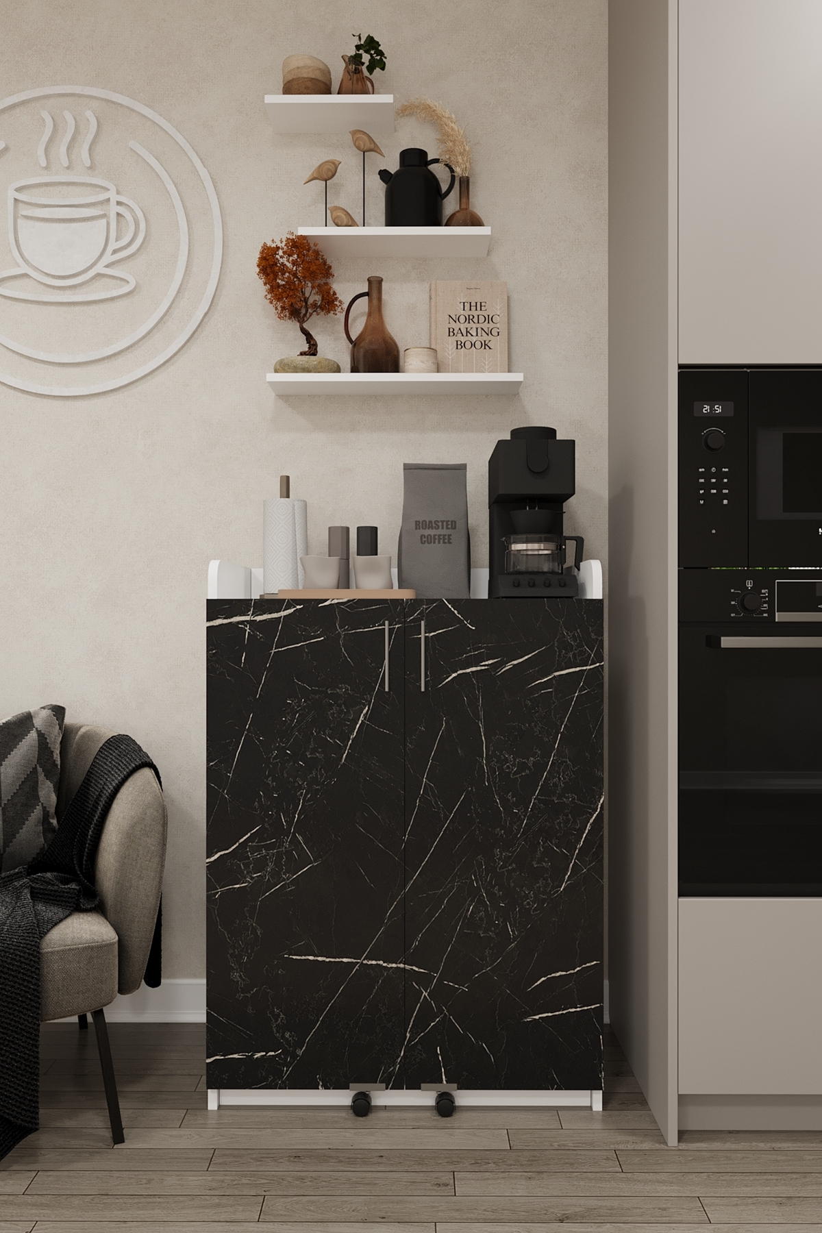 Luxury 2-Door Multipurpose Pantry Cabinet 100% MDF Provisions Organizer Kitchen Cabinet MK11