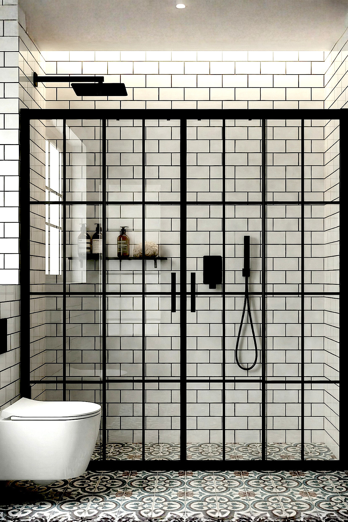 Shower Cabin Front 5mm Black Line Height 190cm