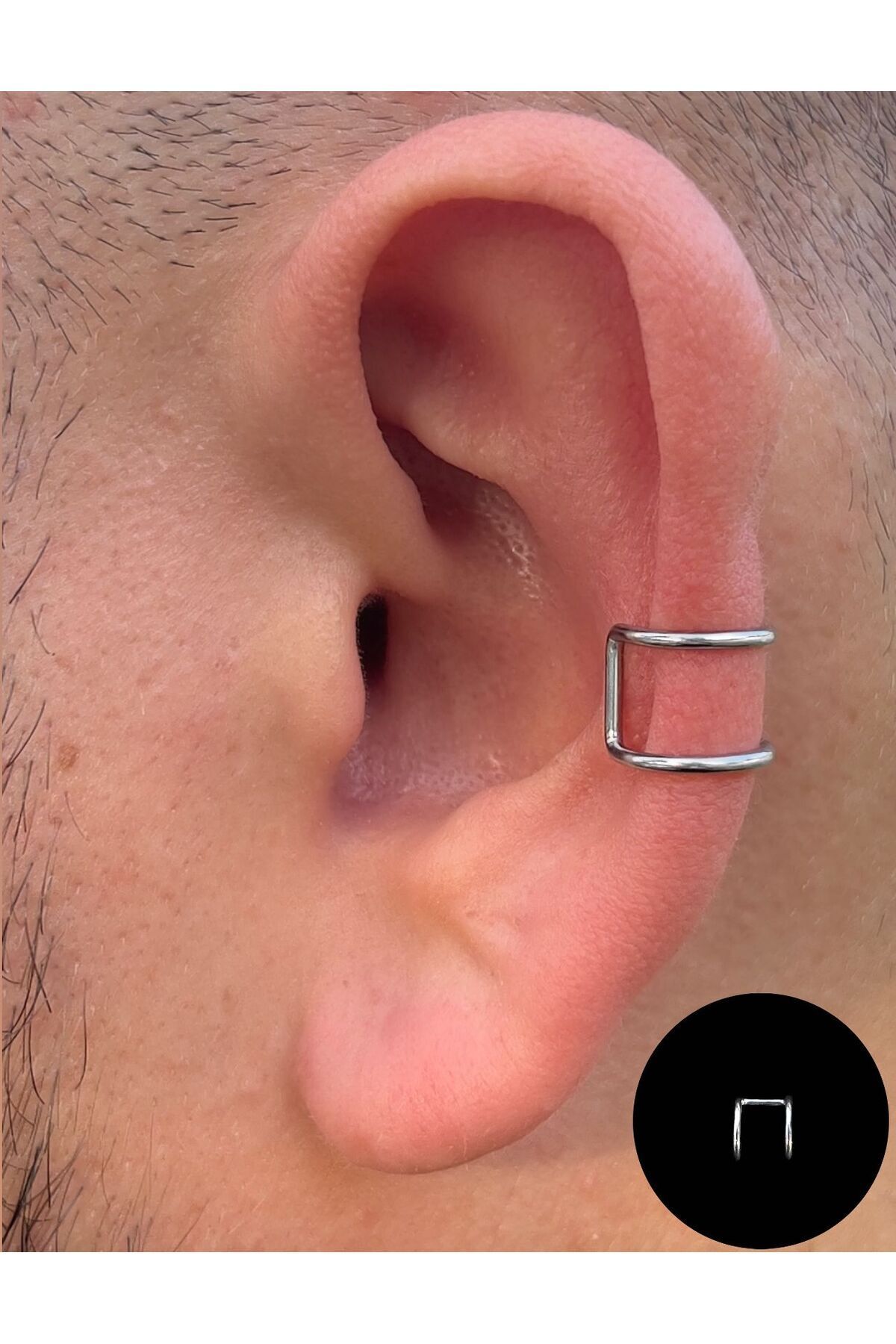 Piercing Market Steel & Silver Deliksiz Sıkıştırma Unisex Fake Dudak Burun Kulak Kıkırdak Septum 316l Cerrahi Çelik Ear Cuff Küpe görsel 3