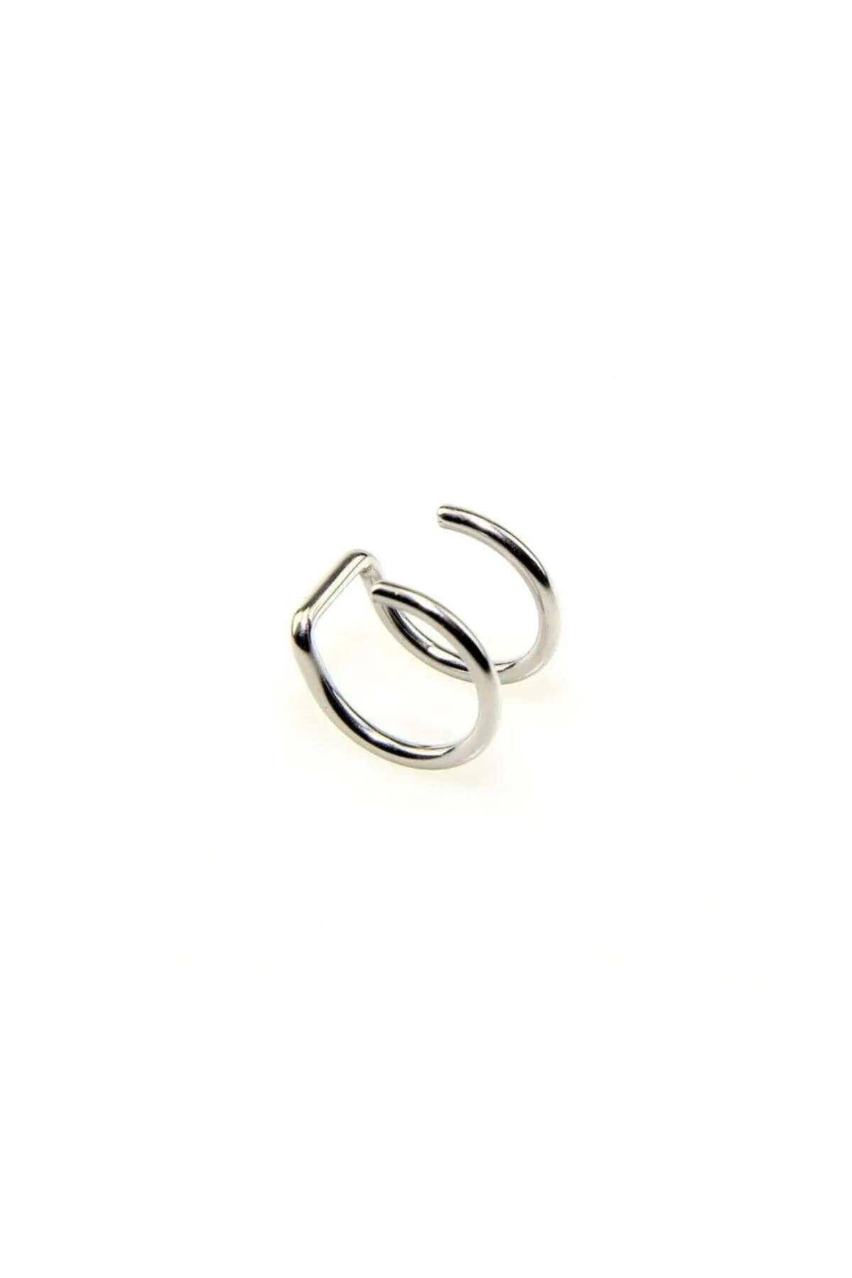 Piercing Market Steel & Silver Deliksiz Sıkıştırma Unisex Fake Dudak Burun Kulak Kıkırdak Septum 316l Cerrahi Çelik Ear Cuff Küpe görsel 5