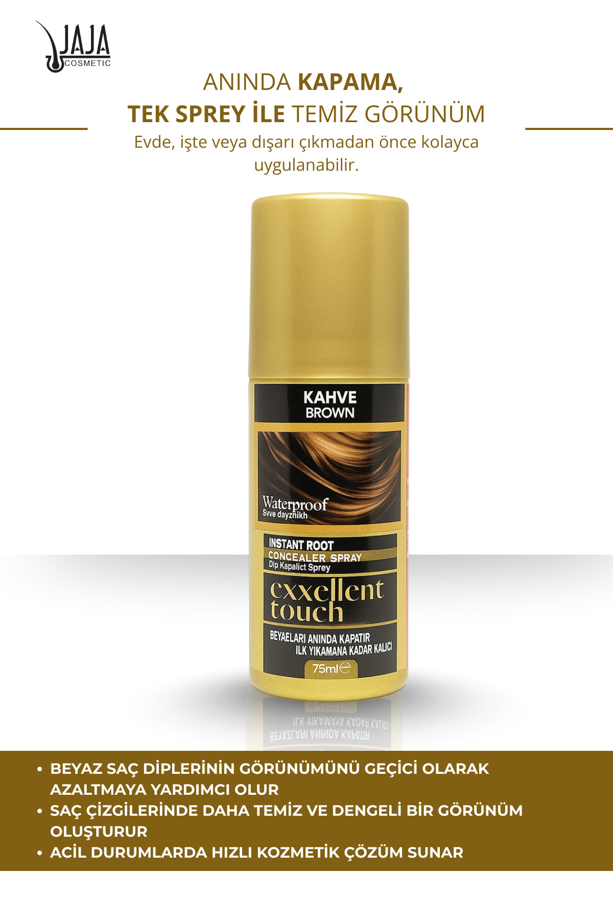 Kahve (Brown) Dip Kapatıcı Saç Spreyi | 75 ML & Pratik Uygulama — 8684556385389 — تصویر 4 از 4