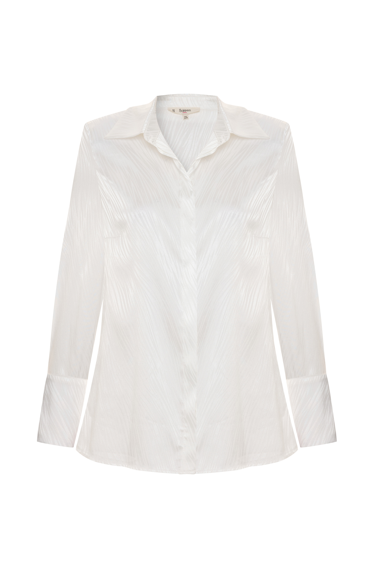 Sateen  Zebra Desenli Gömlek - Ekru - Görsel 8