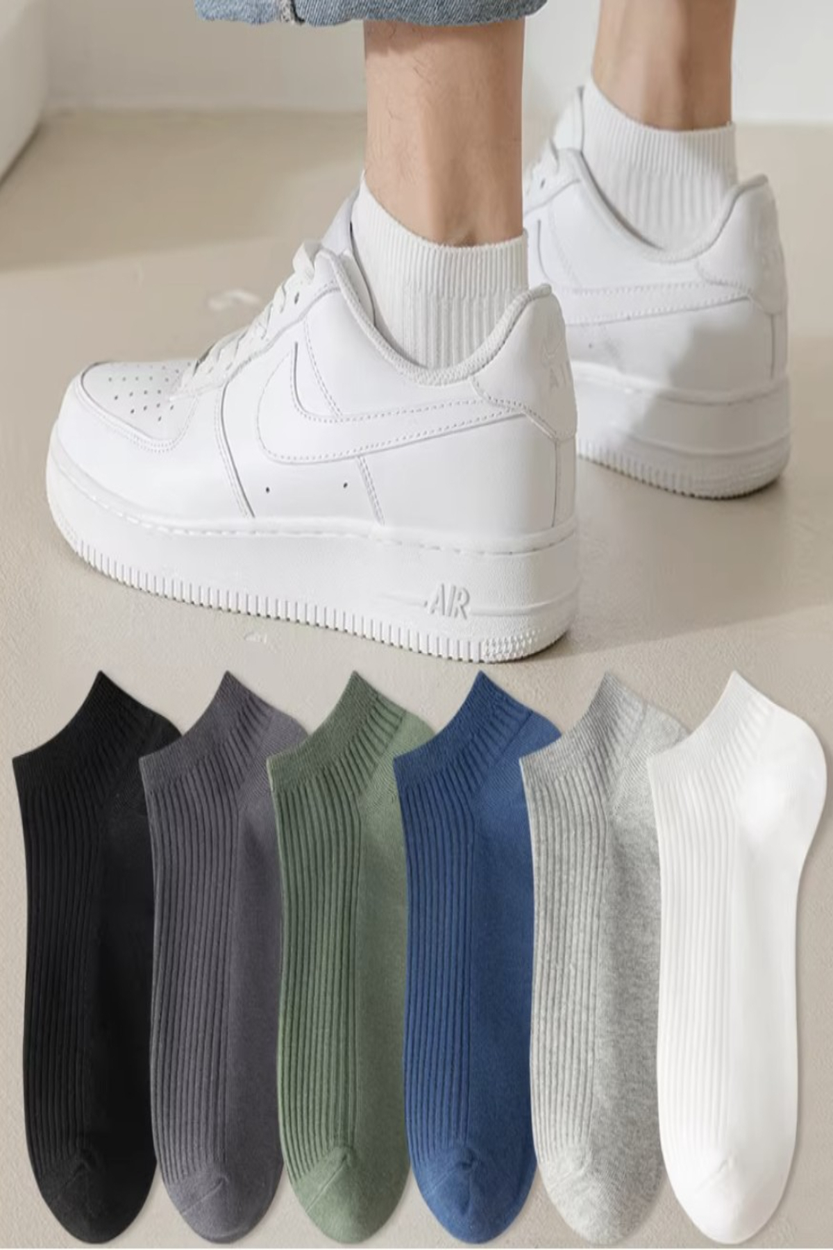 Ozzy Socks  6 Çift Şık Pamuklu Çizgili Patik Çorap Renkli Set