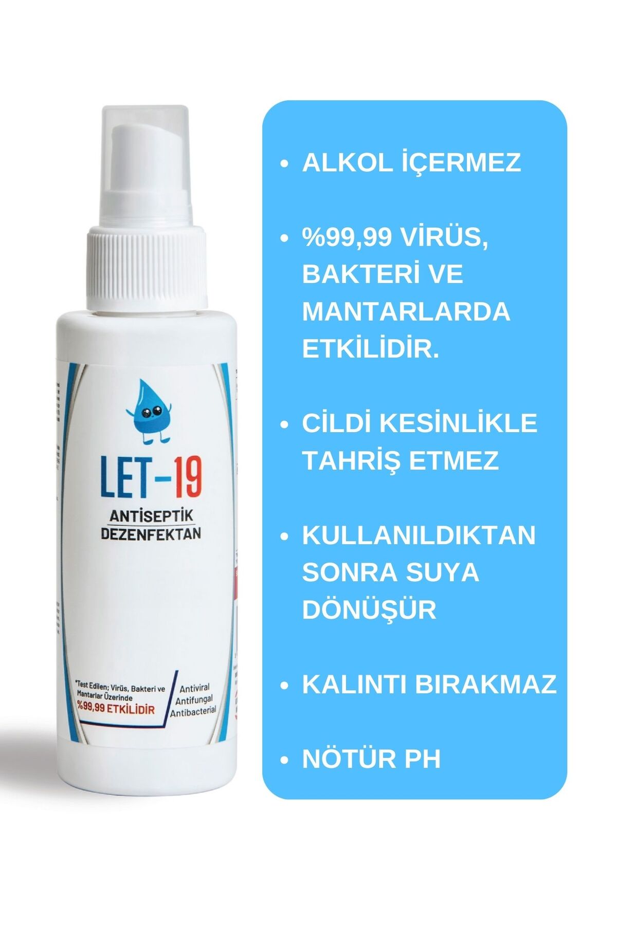 LET 19 Let 19 Hipokloröz Dezenfektan ve Antiseptik – Alkolsüz Sprey 120 ml - Fiyatı, Yorumları
