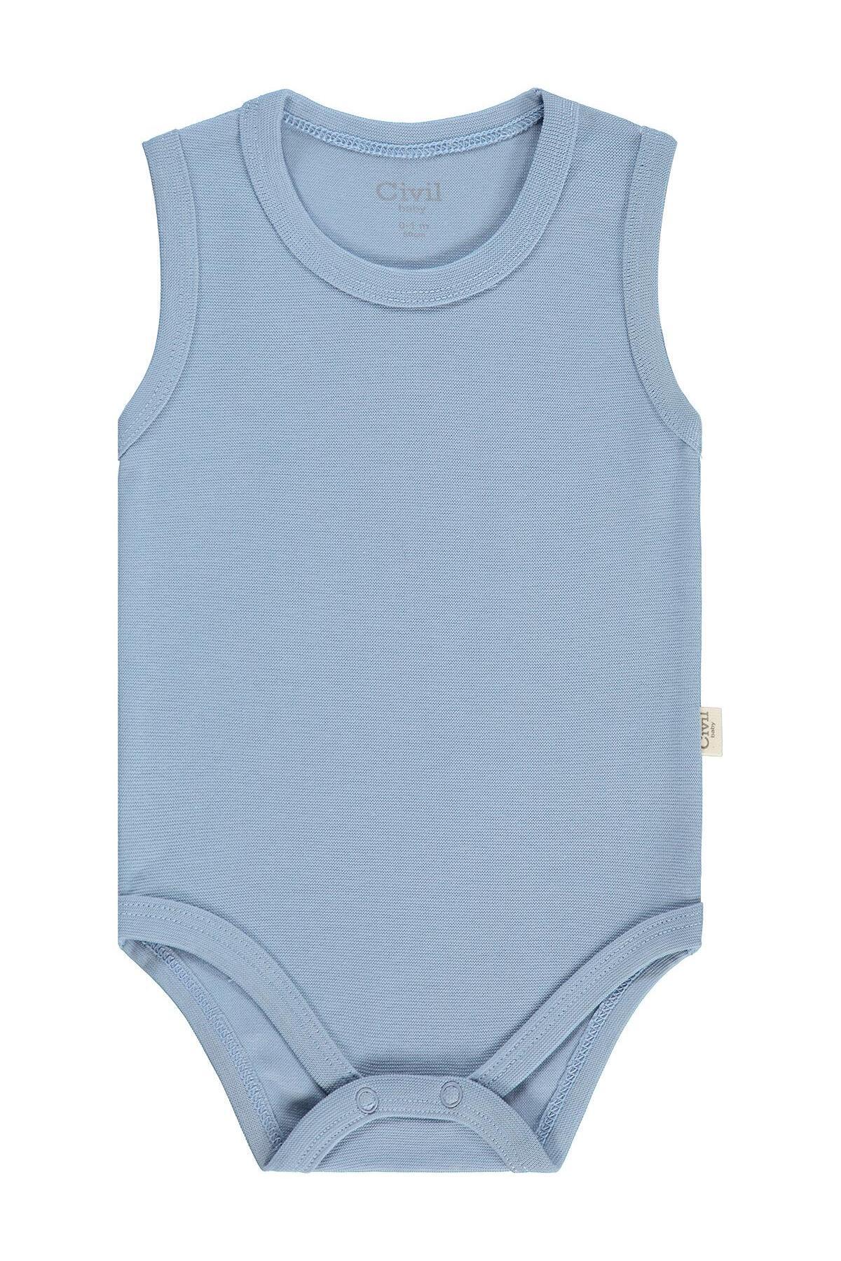 Civil Baby Organik 5 li Sıfır Kol Çıtçıtlı Badi - Mavi fotoğrafı 6 (önizleme)