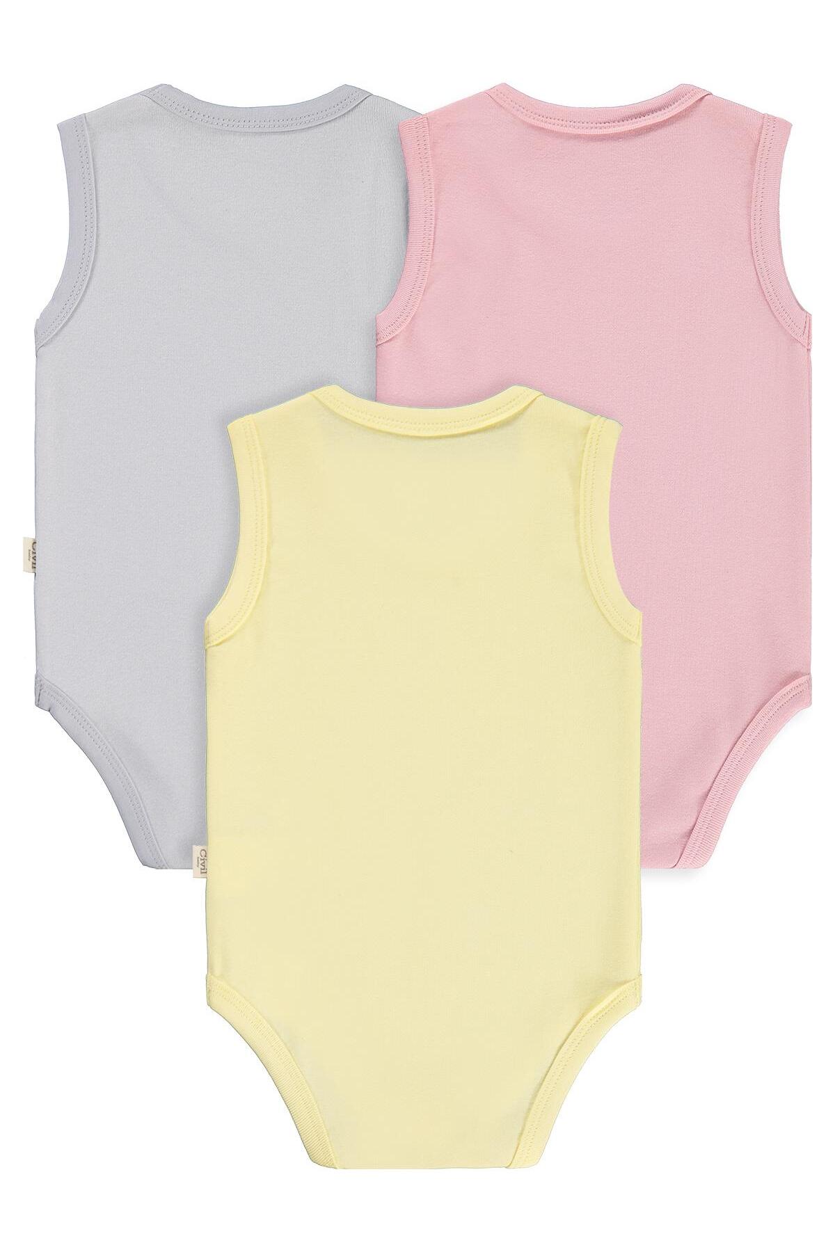 Civil Baby 3'lü Karışık Renk 3-36 Ay Çıtçıtlı Badi - Pembe fotoğrafı 5 (önizleme)