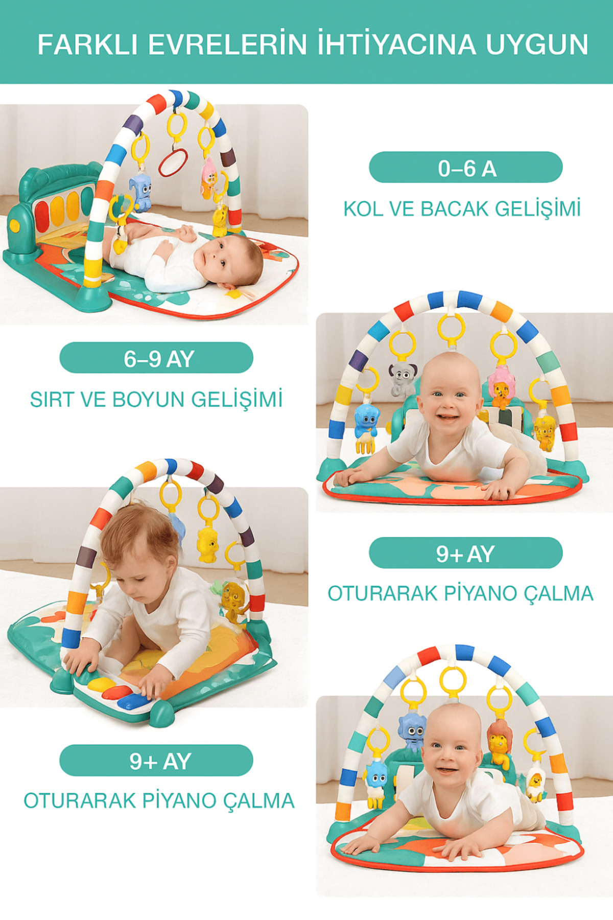robokids Ormanın Kralı Piyanolu Oyun Halısı | Eğitici Müzikli Aktivite Oyuncağı (0-36 Ay) fotoğrafı 4 (önizleme)