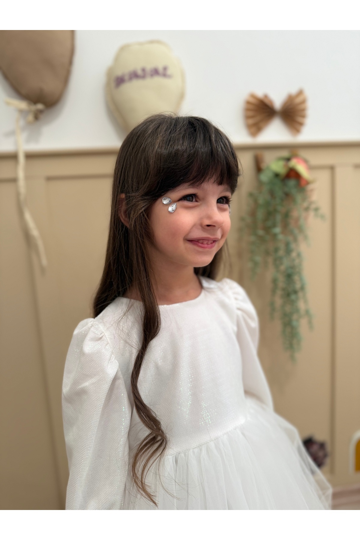 penu baby kids Beyaz Uzun Balon Kumaş Kol Altı Tütülü Kız Bebek Elbise - Cinderella fotoğrafı 2 (önizleme)