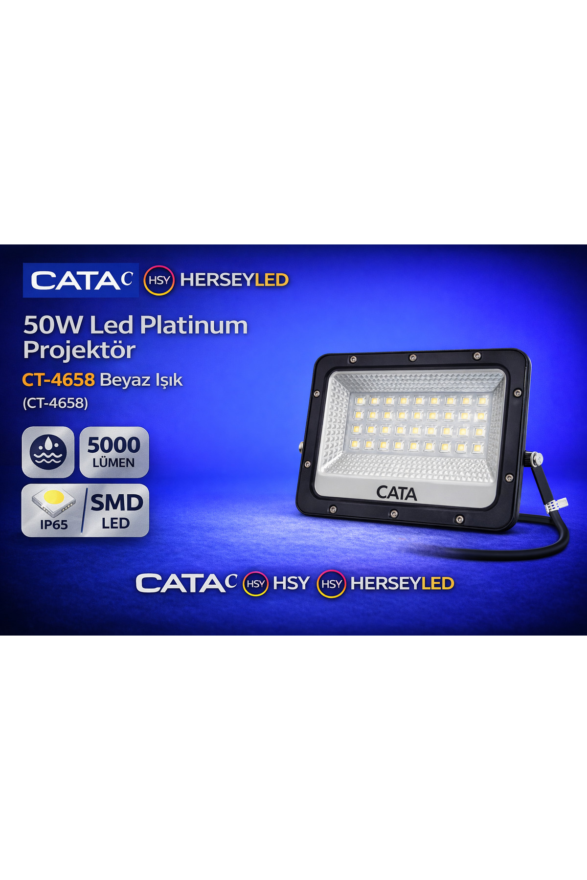 Cata 50W Led Platınum Projektör CT-4658 Beyaz Işık - Fiyatı, Yorumları