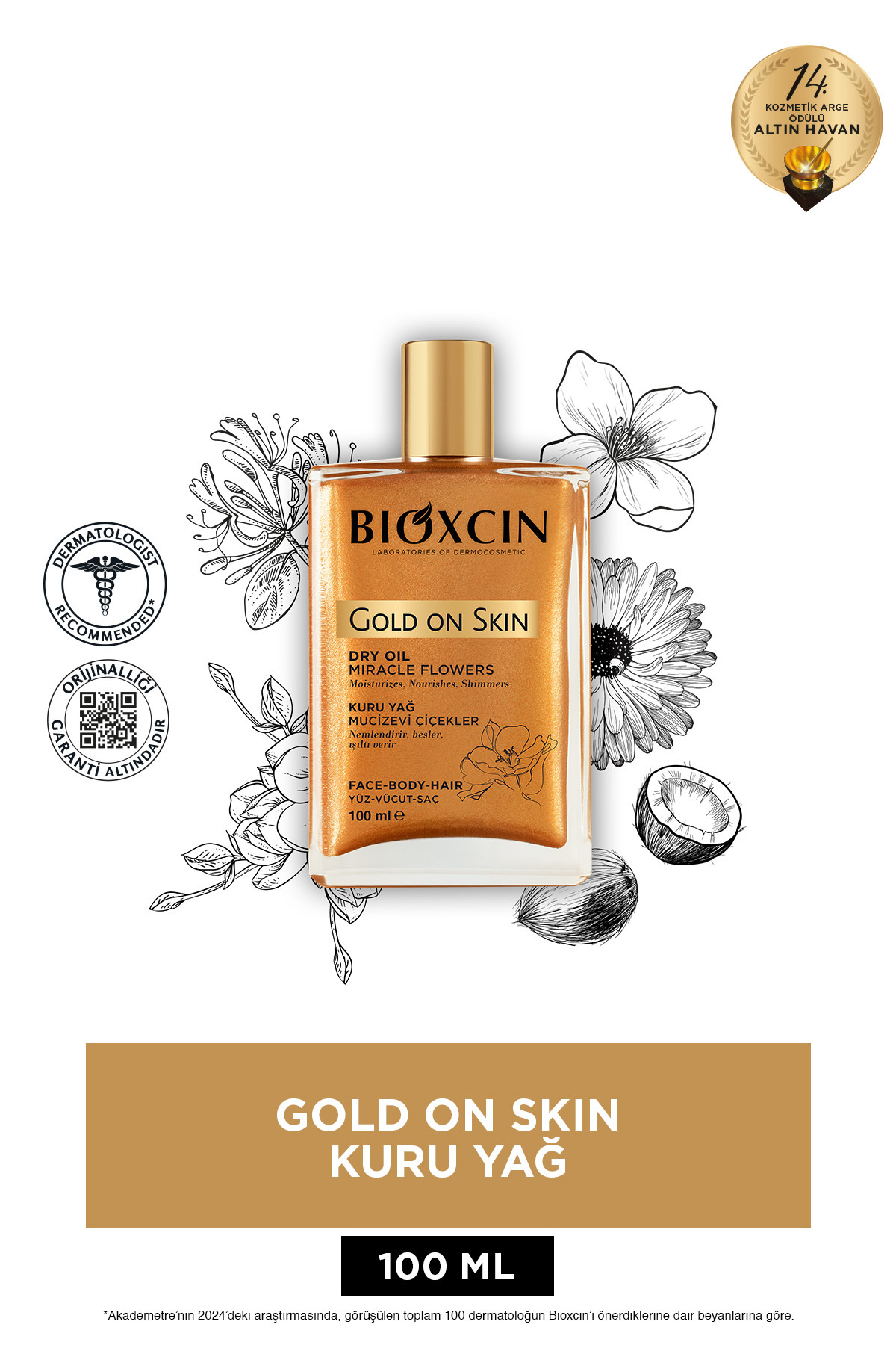 Bioxcin Gold On Skin Altın Parıltılı Kuru Yağ Saç Yüz Vücut Yağ Sprey 100 ml (Nemlendirir, Işıltı Verir) - Fiyatı, Yorumları