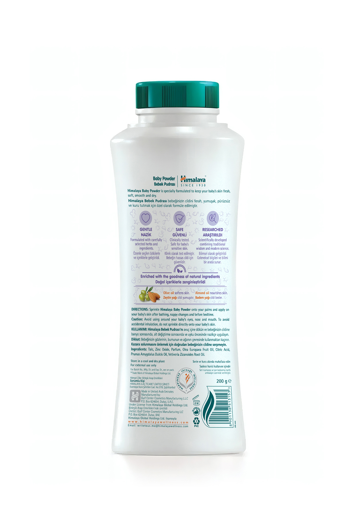 Himalaya Since 1930 Hassas Bebek Pudrası 200 Gr, Hassas Ciltler, Zeytin, Badem Yağı, Paraben, Silikon Içermez fotoğrafı 3 (önizleme)