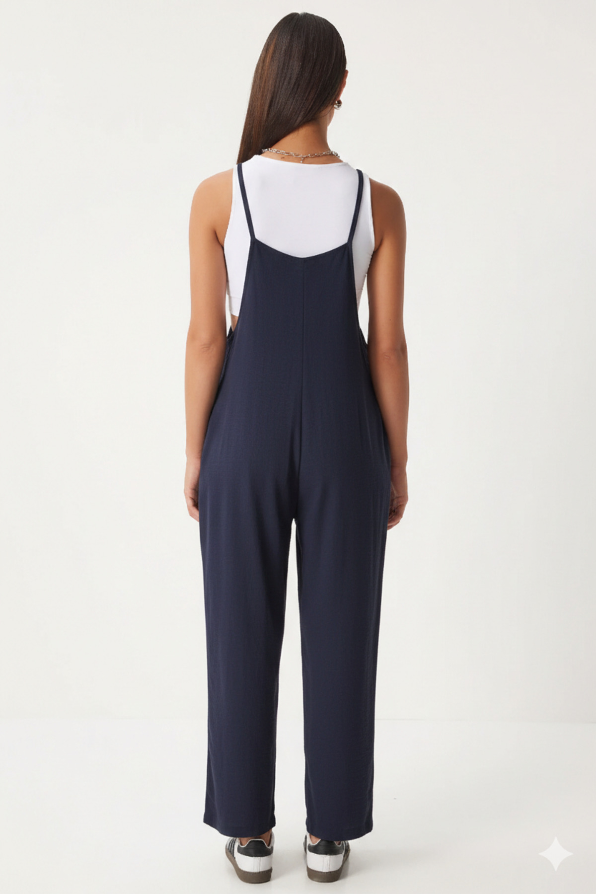 hazelin Kadın Lacivert Ayarlanabilir Askılı Cepli Bol Paça Bahçıvan Tulum HZL22S-BD170191 fotoğrafı 7 (önizleme)