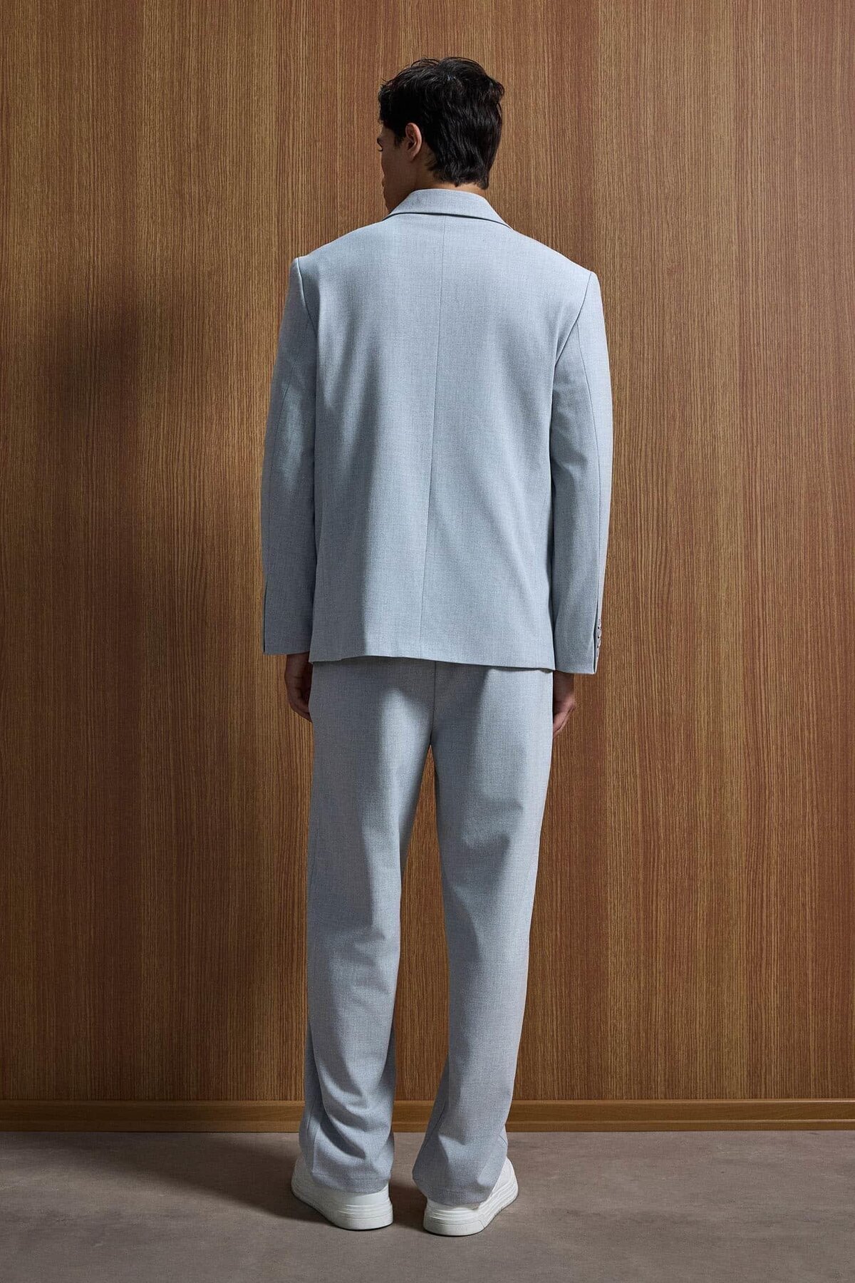 ablukaonline  Erkek Oversize Rahat Kalıp Kruvaze Takım Elbise Gri - Görsel 8