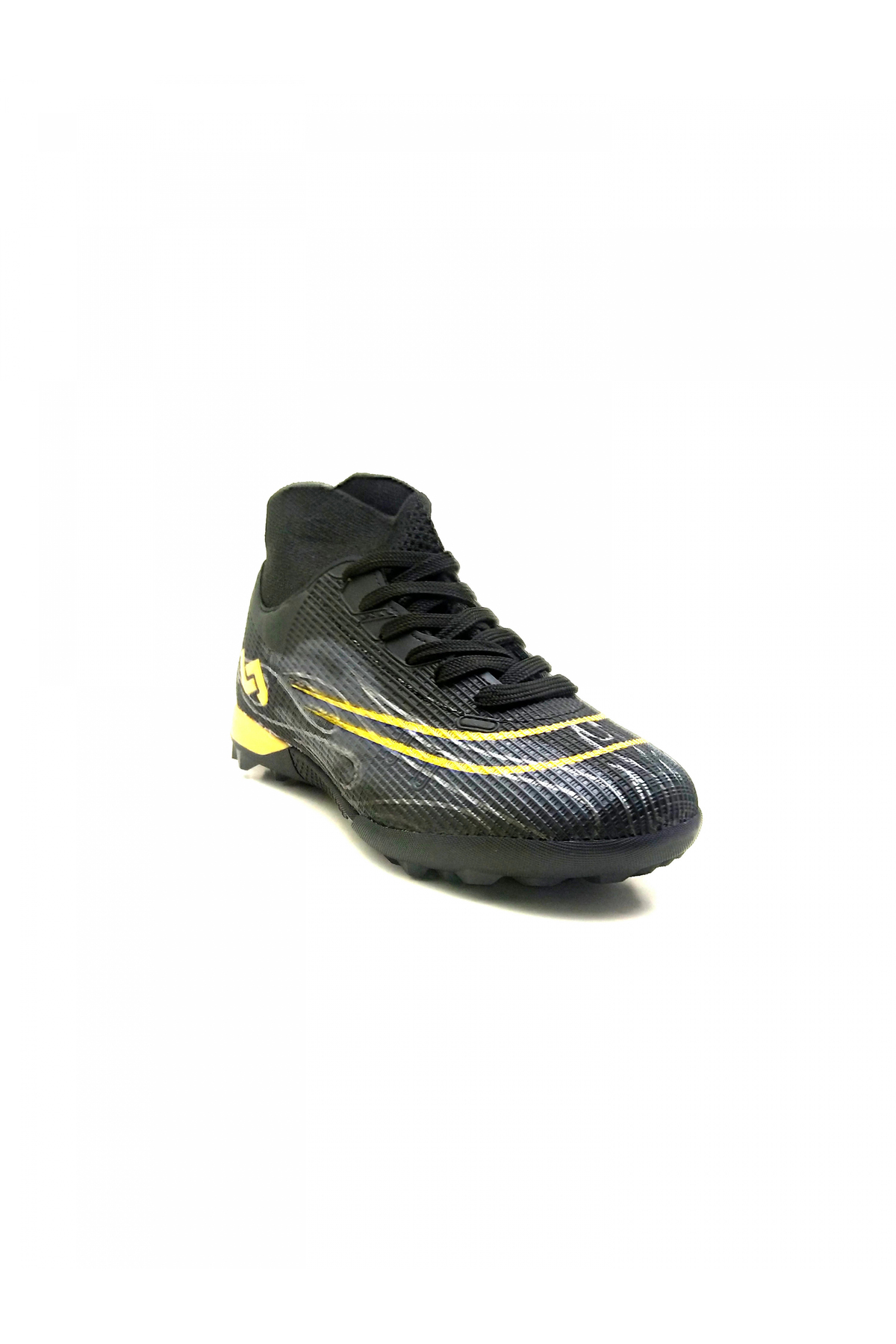 29676 Black Yellow Detail Patterned Lace-Up Ankle Socks Crampons Football Shoes