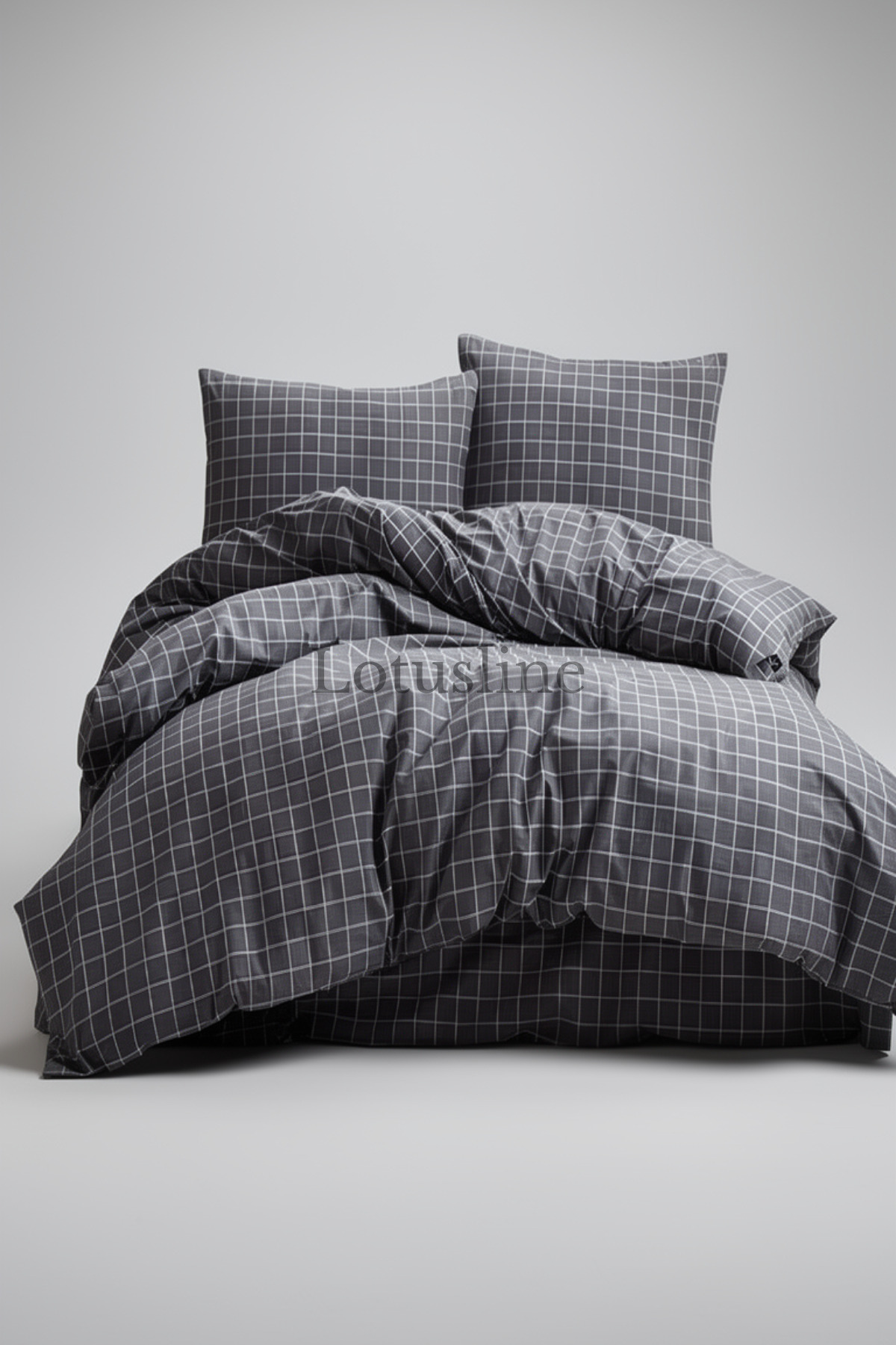 Lotusline Home Minikaro Çift Kişilik Pamuklu Nevresim Seti Çift Taraflı fotoğrafı 2 (önizleme)