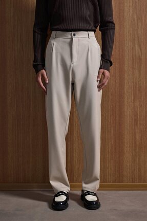 ablukaonline Erkek Baggy Fit Kumaş Pantolon Bej